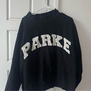 Parke Black Fleece Mockneck Sweatshirt, Size S/M!